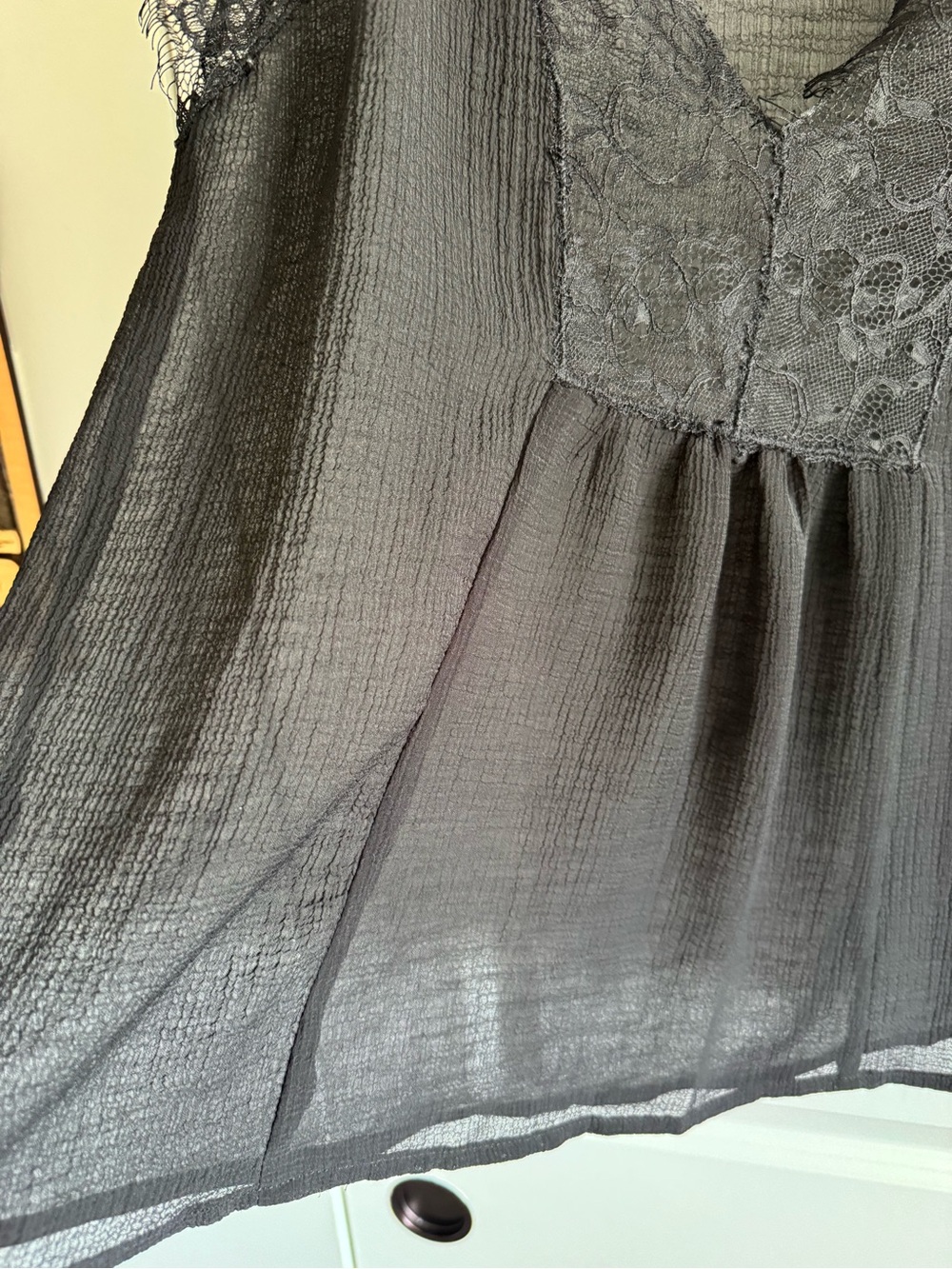 Lovestitch Black Lace Cap Sleeve Blouse in a sheer, romantic fabric - Picture 4 of 7